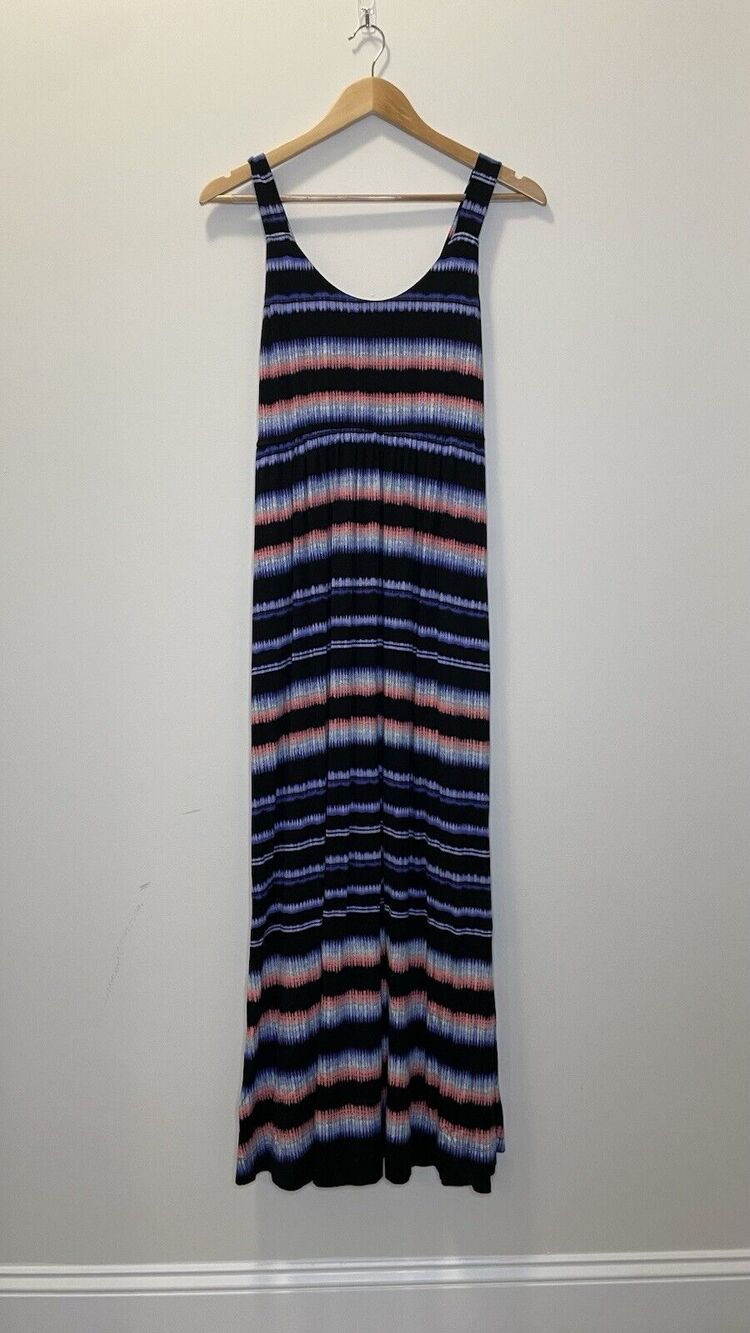 Soma Sleeveless Heirloom Striped Maxi Dress Soft Stretch Flowy Boho Women Small